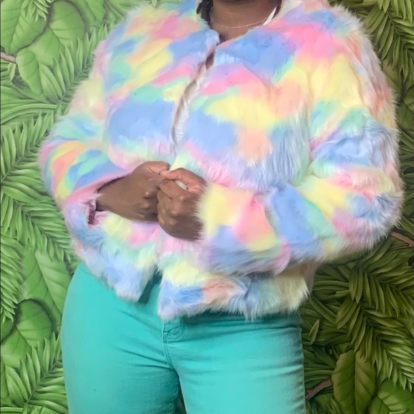 Rainbow Fur Coat - Picture 2 of 3